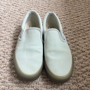 Vans Women's  leather Slip-On sneakers- Light mint green